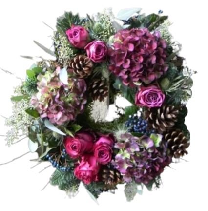 Charm Cerise Door Wreath - Flowers Box London