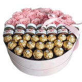 Chocolate Roses with Nutella or Jams Hat Box - Flowers Box London