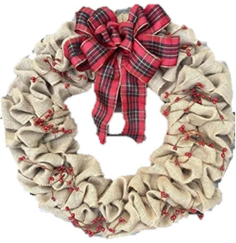 Christmas Burlap Wreath with Berries