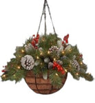 Christmas Hanging Basket with Pine and Cones