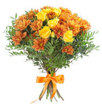 Chrysanthemum and Yellow Spray Roses Bouquet - Flowers Box London