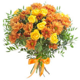 Chrysanthemum and Yellow Spray Roses Bouquet - Flowers Box London