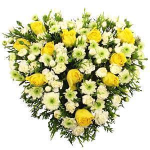 Chrysanthemum & Yellow Roses Heart - Flowers Box London