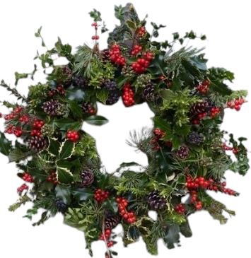 Classic Green Autumn Wreath with Ilex