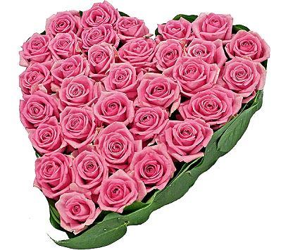 Classic Pink Roses Heart - Flowers Box London