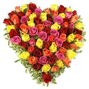 Classic Radiant Roses Heart - Flowers Box London