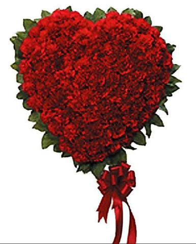 Classic Red Carnation Heart - Flowers Box London