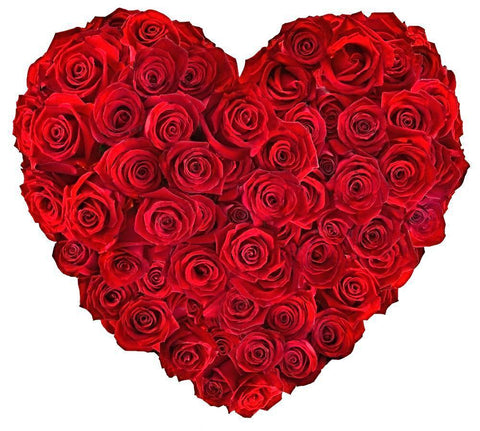 Classic Red Roses Heart - Flowers Box London