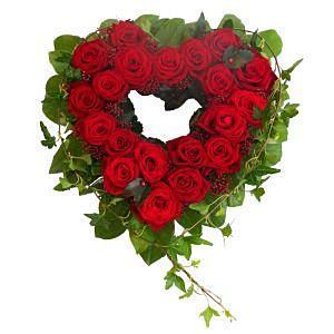 Classic Red Roses Open Heart - Flowers Box London