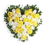 Classic White & Yellow Roses Heart