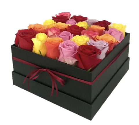 Colored Roses Signature Box - Flowers Box London
