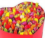 Colored Tulips Heart Box - Flowers Box London