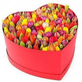 Colored Tulips Heart Box - Flowers Box London