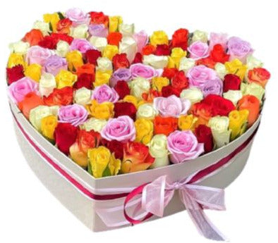 Colorful Roses Heart Box