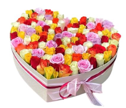 Colorful Roses Heart Box