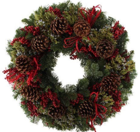 Cones and Berry Festive Wreath - Flowers Box London