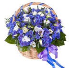 Cornflowers and Lisianthus Basket of Flowers