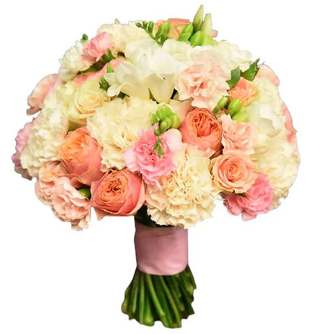 Cream and Peach Bridal Bouquet