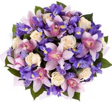 Cymbidium in Purple Bouquet - Flowers Box London