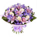 Cymbidium in Purple Bouquet - Flowers Box London