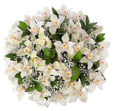 Cymbidium Orchid with Gypsophila Bouquet