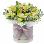 Cymbidium orchid and eucalyptus box