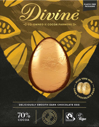 Divine Luxury 70% Dark Chocolate Easter Egg with Dark Mini Easter Eggs