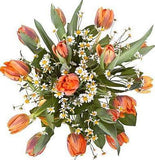 Double Orange Tulips with Aster Flowers Bouquet - Flowers Box London