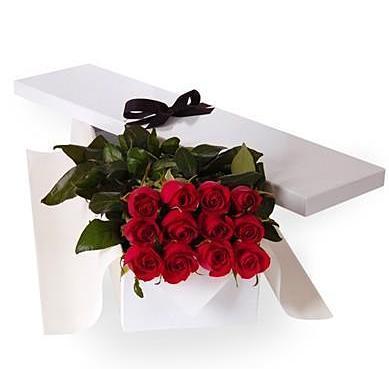 Dozen Red Roses Luxury Box - By Flowers Box London | Buy Now