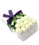 Dozen White Roses Luxury Box - Flowers Box London