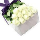 Dozen White Roses Luxury Box - Flowers Box London