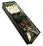 Dozen White Roses Luxury Box - Flowers Box London