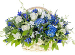 Elegant Blue Basket of Flowers