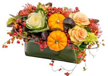Exotic Orange Arrangement in Glass Pot - Flowers Box London