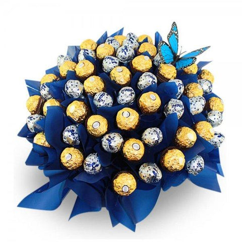 Ferrero Rocher and Blue Lindt Chocolate Bouquet