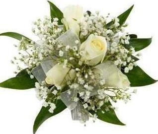 Five Roses with Gypsophila Bouquet - Flowers Box London