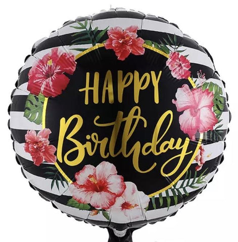 Floral Balloon Happy Birthday 18 inch - Flowers Box London