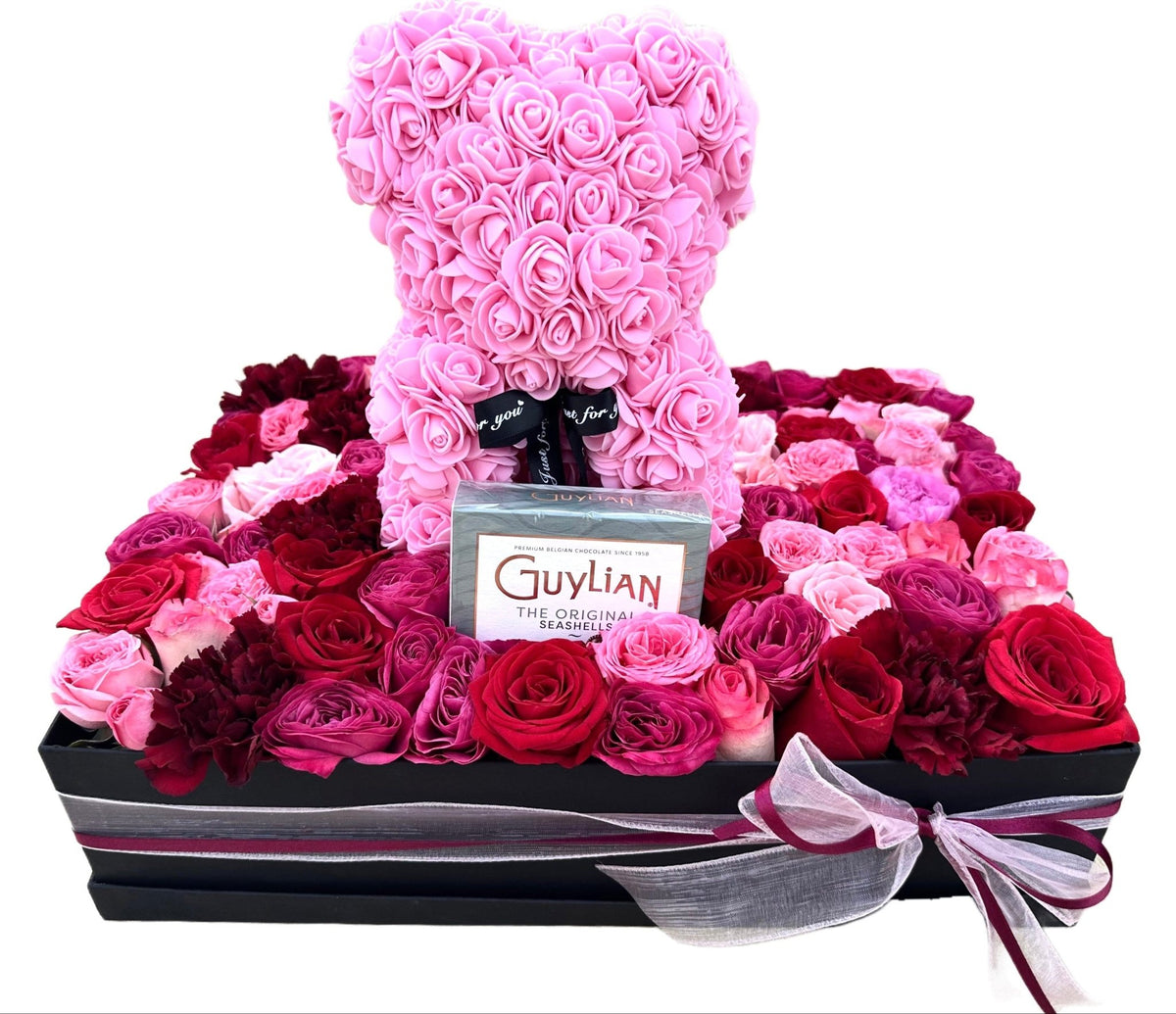 Flowers and Teddy Bear Luxury Special Box | Next Day Delivery ...