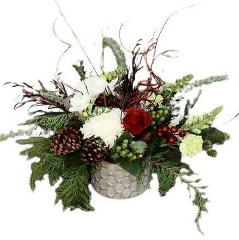 Fresh Flowers Christmas Arrangement Pot