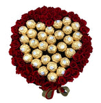 Fresh Roses with Chocolate Heart Box