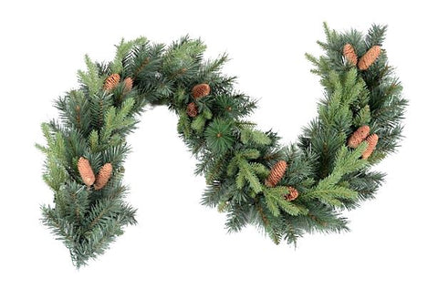 Fresh Spruce and Pine with Long Cones Holiday Garland