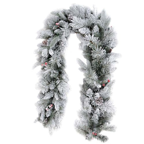 Fresh Spruce Christmas Garland with Artificial Snow