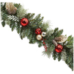 Fresh Spruce Garland with Gold and Red Baubles