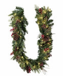 Fresh Spruce Garland with Red Berry and Lights - Flowers Box London