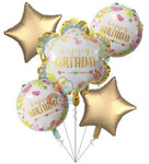Garden Forest Birthday Foil Balloons Gift Set with Gold Stars 18 Inch