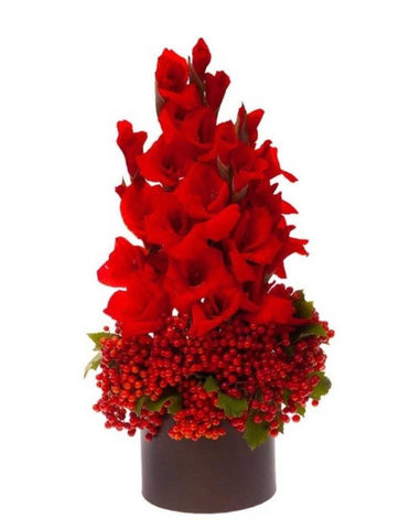 Gladiolus and Berry Festive Tree Arrangement - Flowers Box London