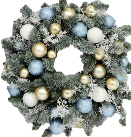 Glitter Blue Christmas Wreath - Flowers Box London