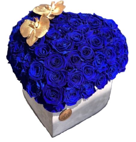 Gold Accent Blue Roses Box