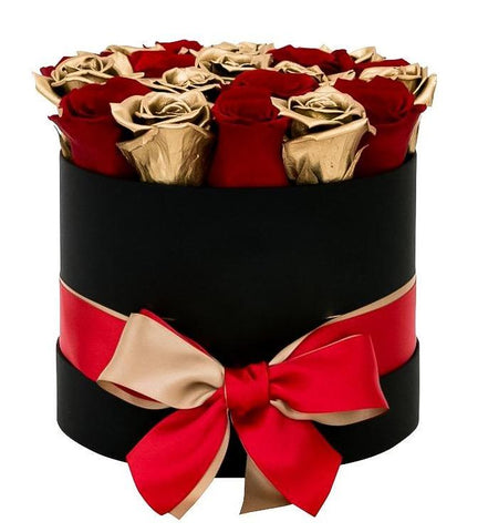 Gold and Red Roses Hat Box