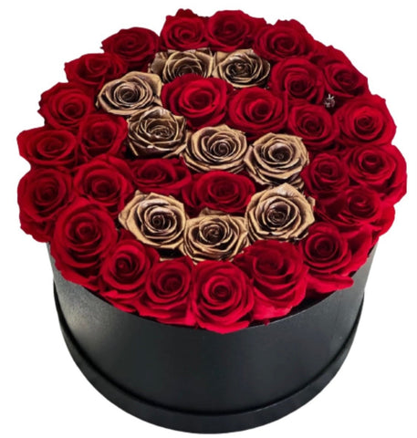 Gold and Red Roses Initial